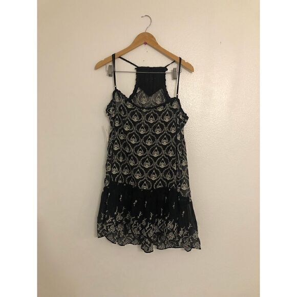 Brand New Anthropologie Sheer Embroidered Mini Lace Black & White Dress Small - Picture 4 of 14